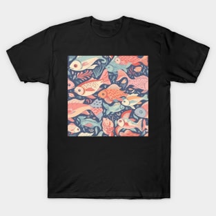 A Seamless Pattern of Adorable Pastel Fish T-Shirt